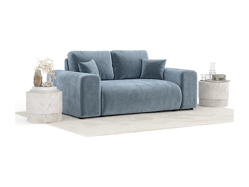 Bank van fluwelen stof Zanzibar - 2 plaatsen - blauw