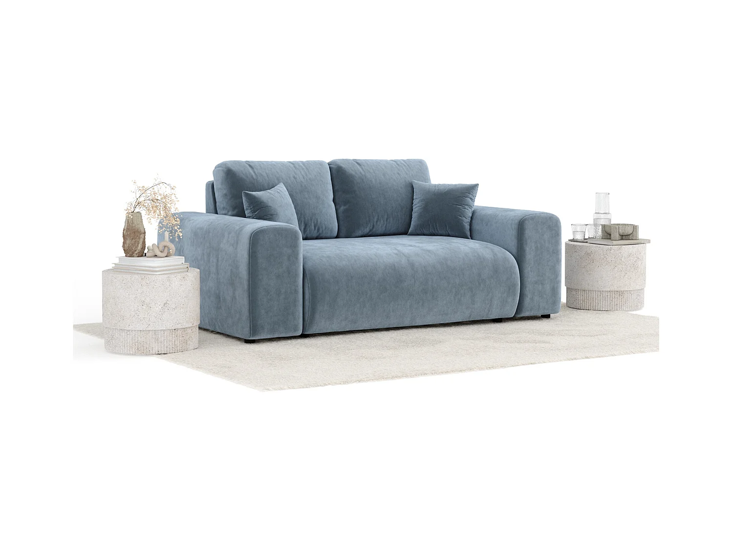 Sofa aus Samtstoff Zanzibar - Zwei-Personen - blau