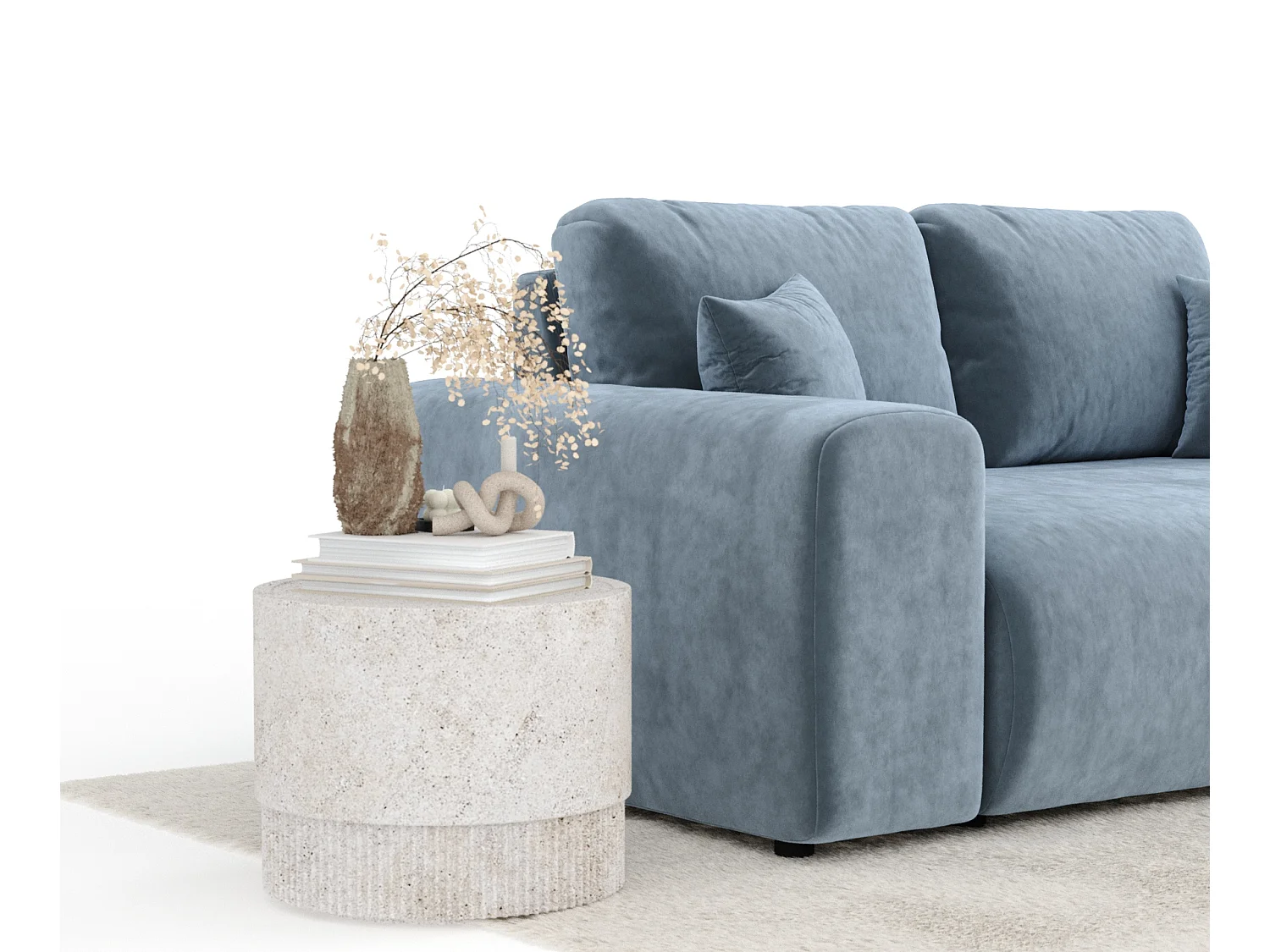 Canapé en tissu velours Zanzibar - 2 places - bleu