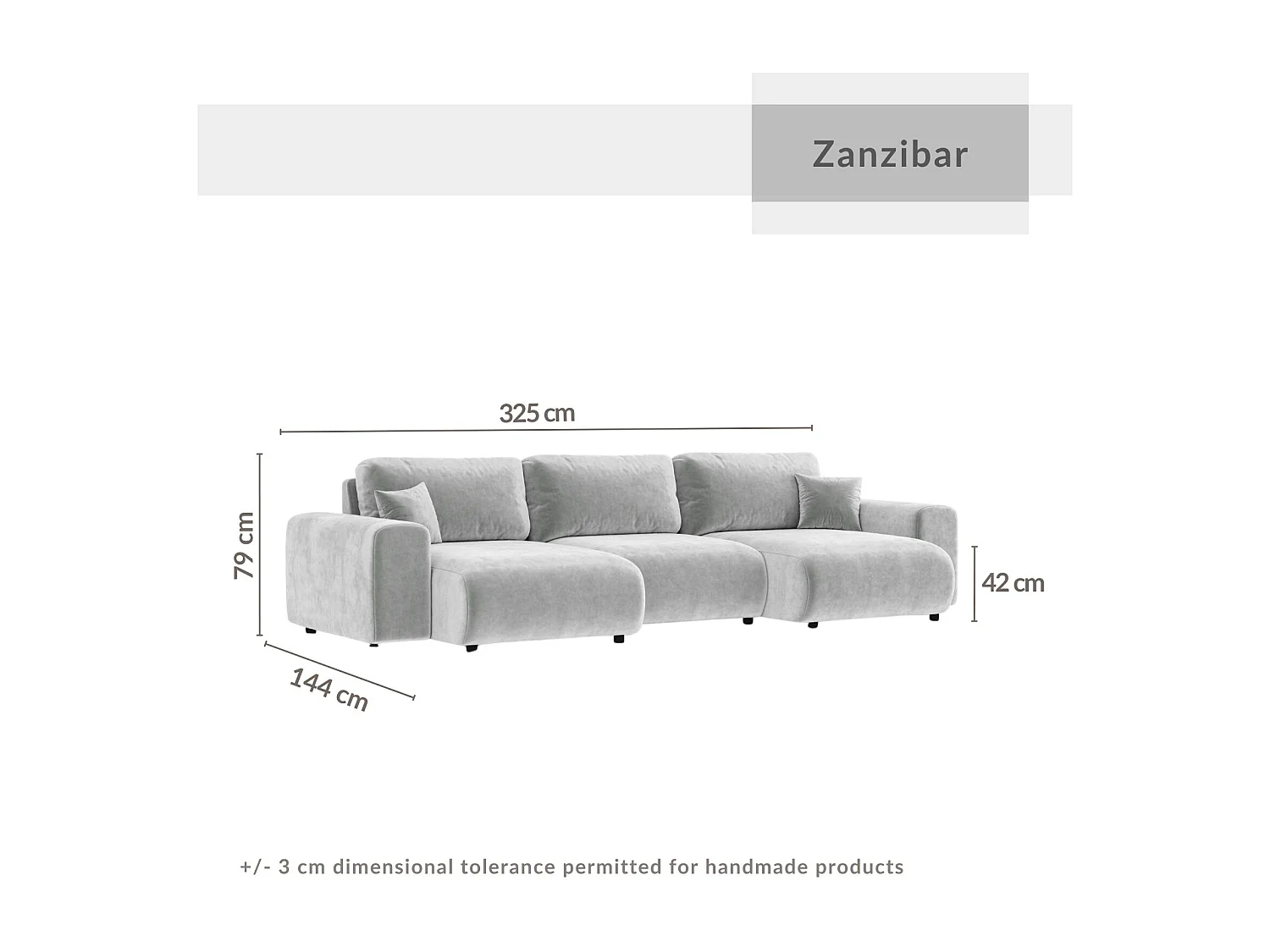 Canapé d'angle panoramique en tissu velours Zanzibar - 6 places - bleu