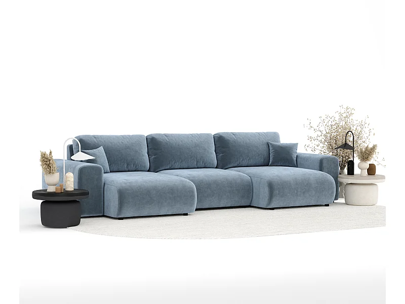 Panorama-Sofa aus Samtstoff Zanzibar - Sechs-Personen - blau