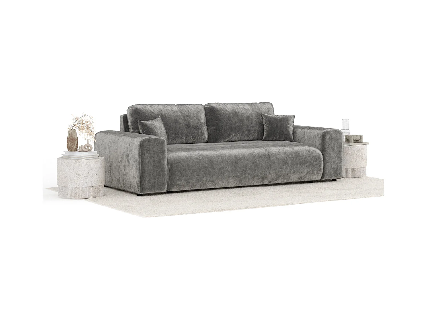 Sofa aus Chenille-Stoff Zanzibar - Drei-Personen - grau