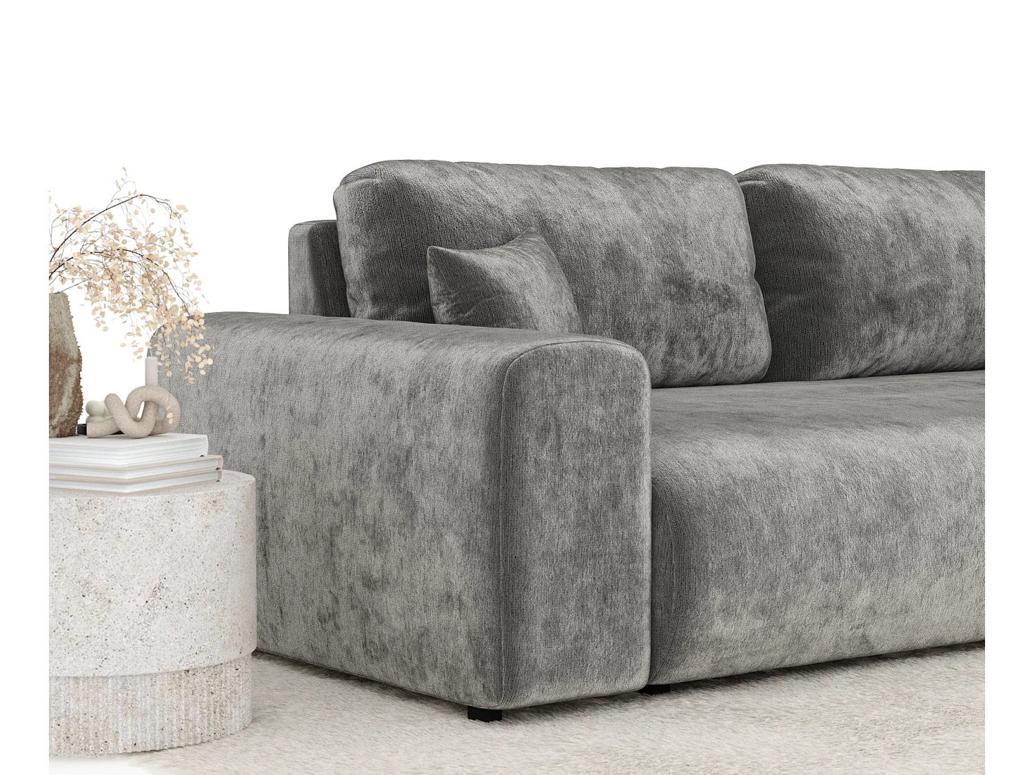 Canapé en tissu chenille Zanzibar - 3 places - gris