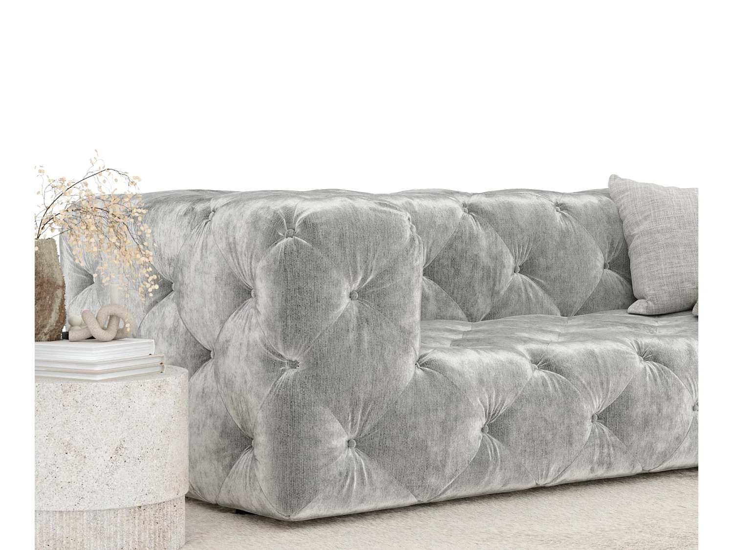 Canapé Cosimo - chenille - 3 places - gris clair