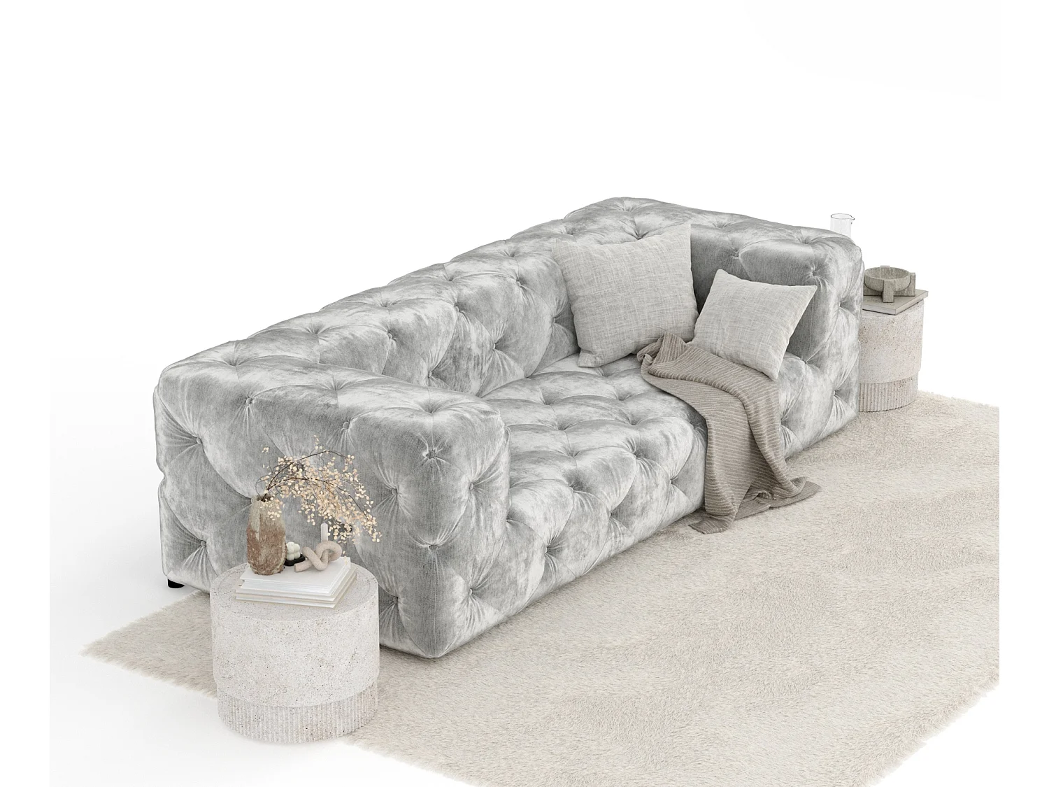 Canapé Cosimo - chenille - 3 places - gris clair