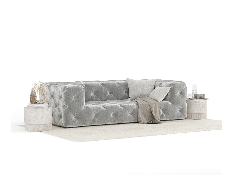 Bank van chenillestof Cosimo - 3 plaatsen - lichtgrijs