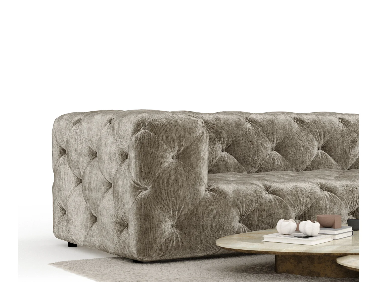 Canapé d'angle Cosimo - chenille - 5 places - beige