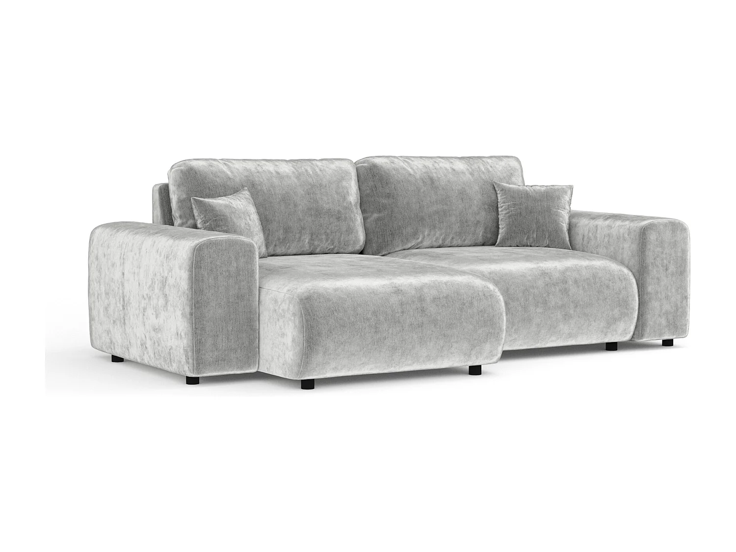 Canapé d'angle en tissu chenille Zanzibar - 4 places - gris clair