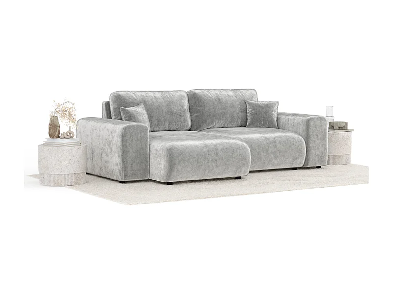 Narożnik w tkaninie szenilowej Zanzibar - czteroosobowy - jasnoszary