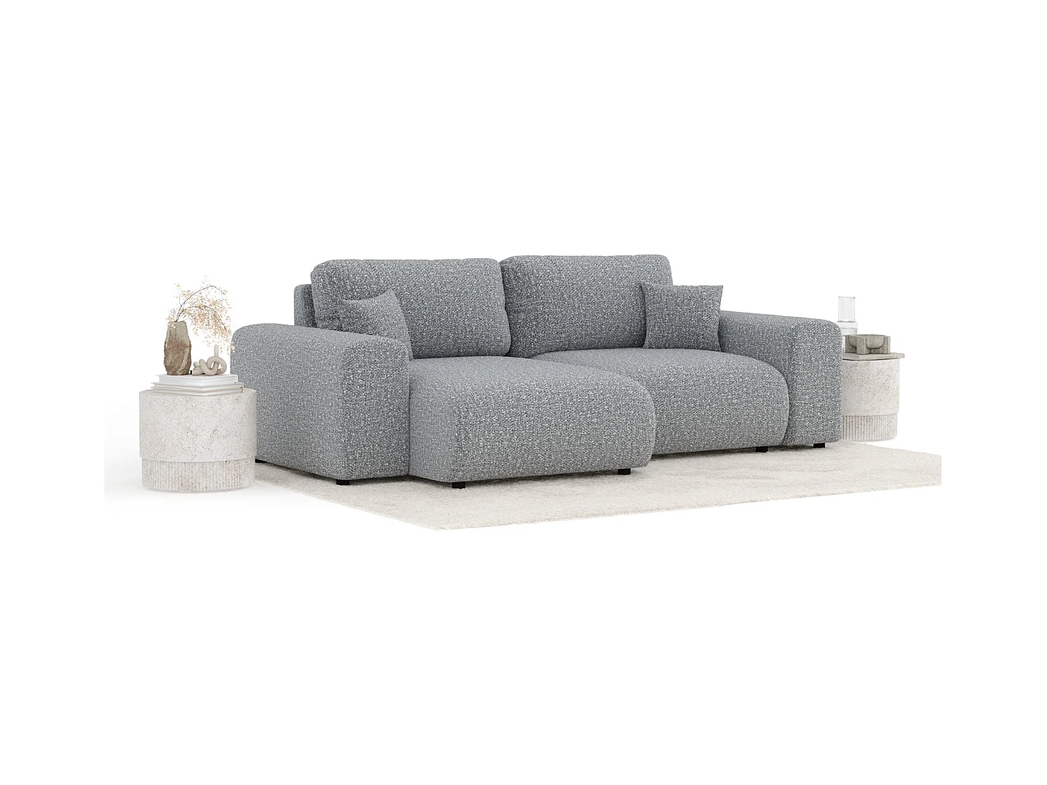 Ecksofa im Boucle-Stoff Zanzibar - Vier-Personen - grau