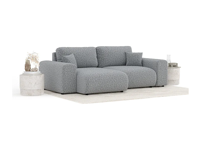 Canapé d'angle en tissu bouclette Zanzibar - 4 places - gris