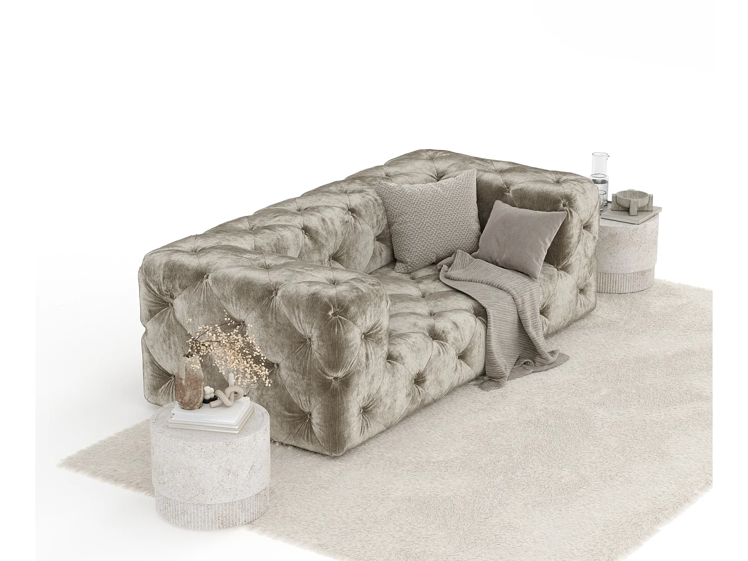 Canapé Cosimo - chenille - 2 places - beige