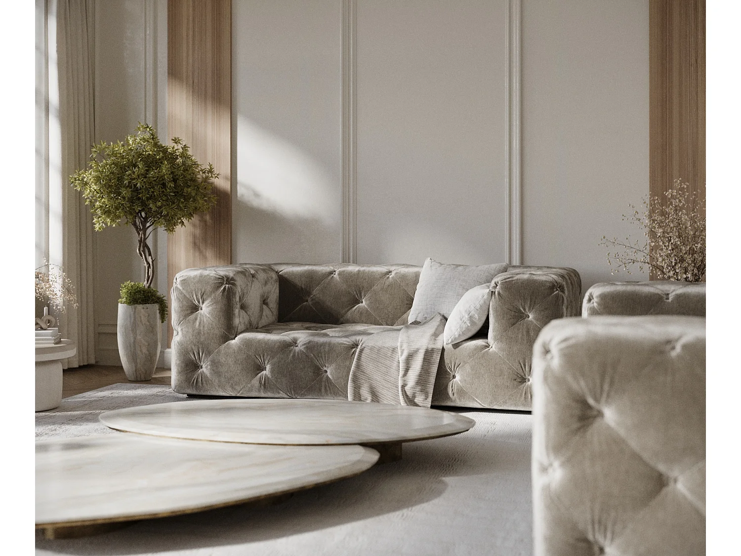 Canapé Cosimo - chenille - 2 places - beige