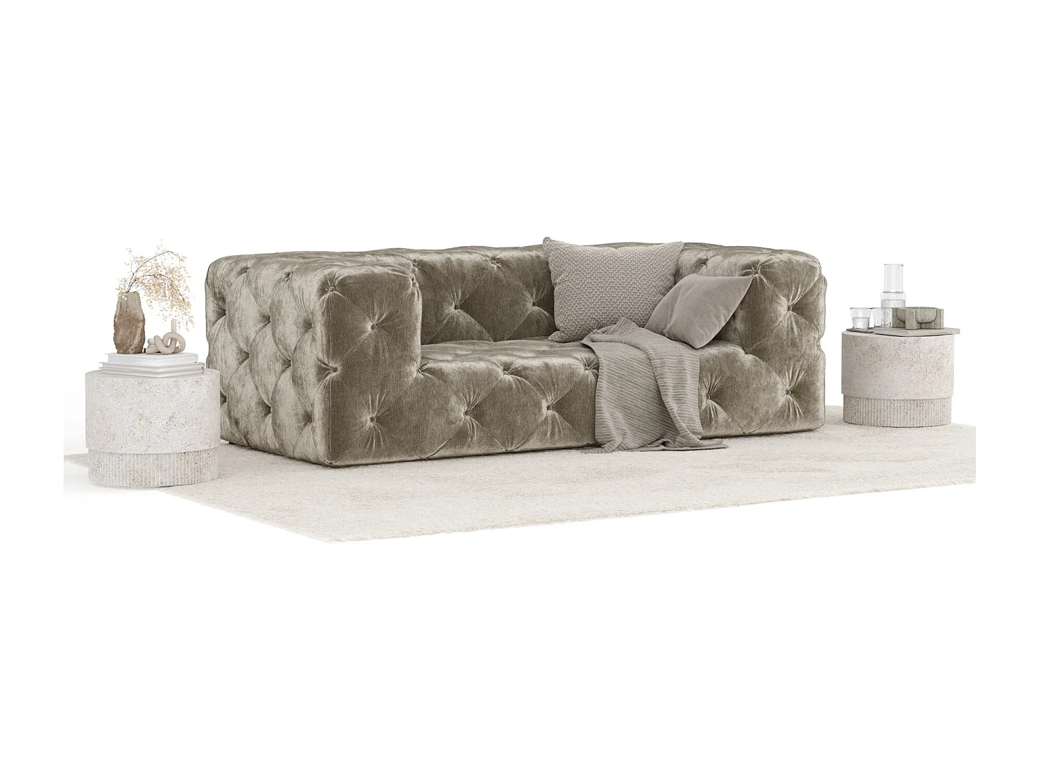 Canapé Cosimo - chenille - 2 places - beige