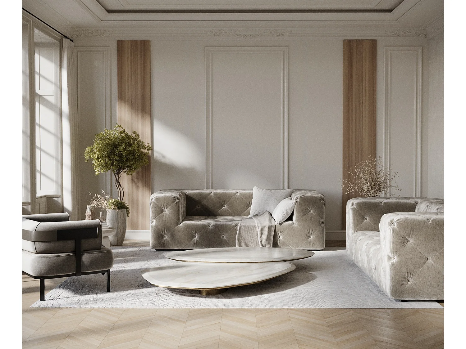 Canapé Cosimo - chenille - 2 places - beige