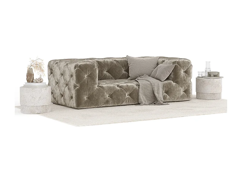 Bank van chenillestof Cosimo - 2 plaatsen - beige