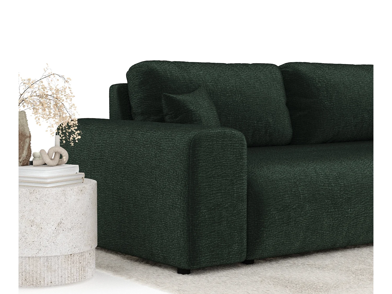 Canapé en tissu chenille Zanzibar - 3 places - vert foncé