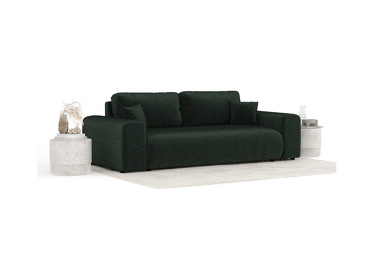 Sofa aus Chenille-Stoff Zanzibar - Drei-Personen - dunkelgrün