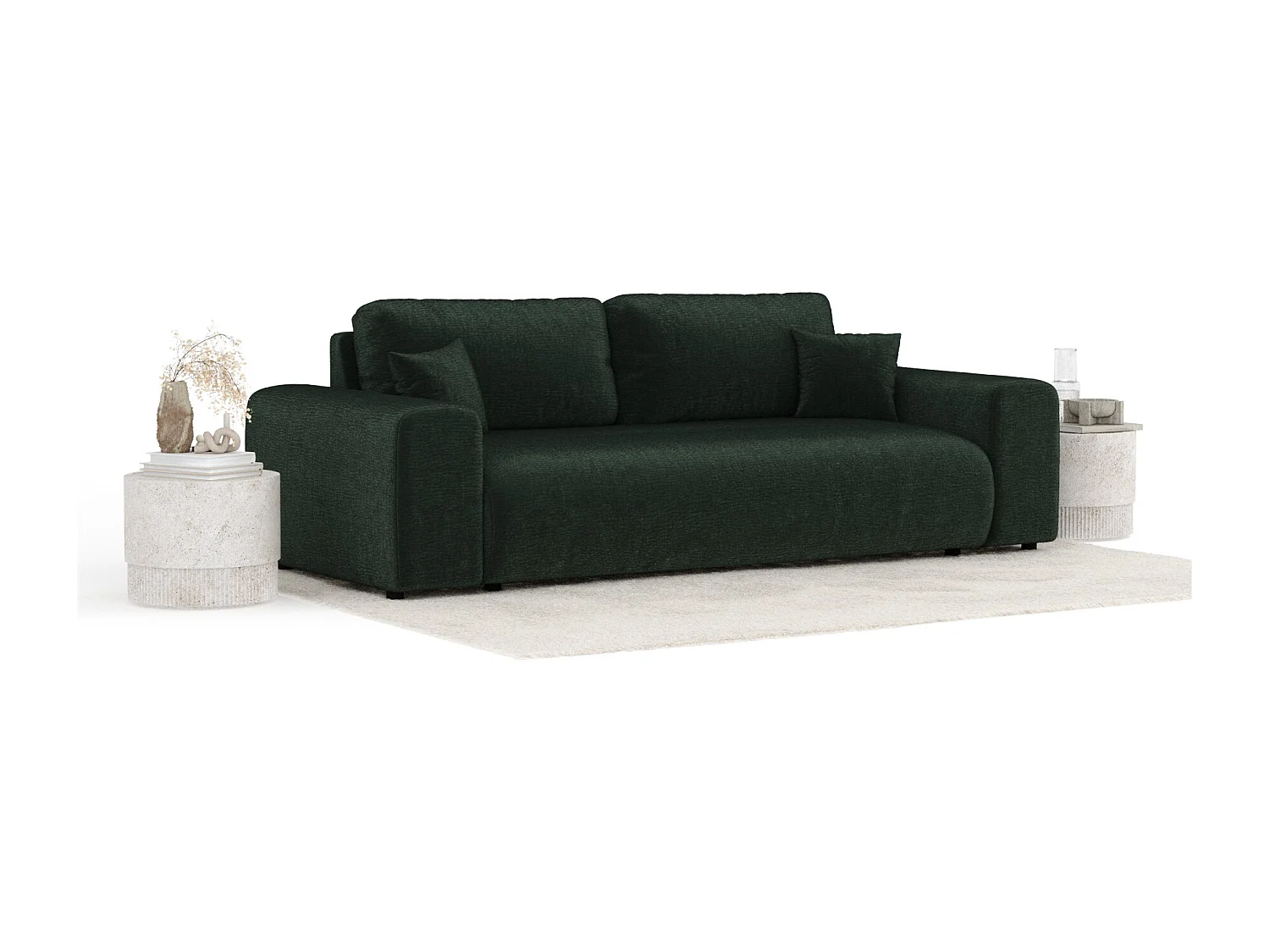 Canapé en tissu chenille Zanzibar - 3 places - vert foncé