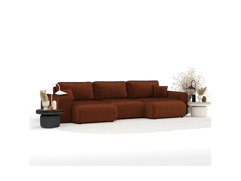 Panorama-Sofa aus Chenille-Stoff Zanzibar - Sechs-Personen - kupferfarbe