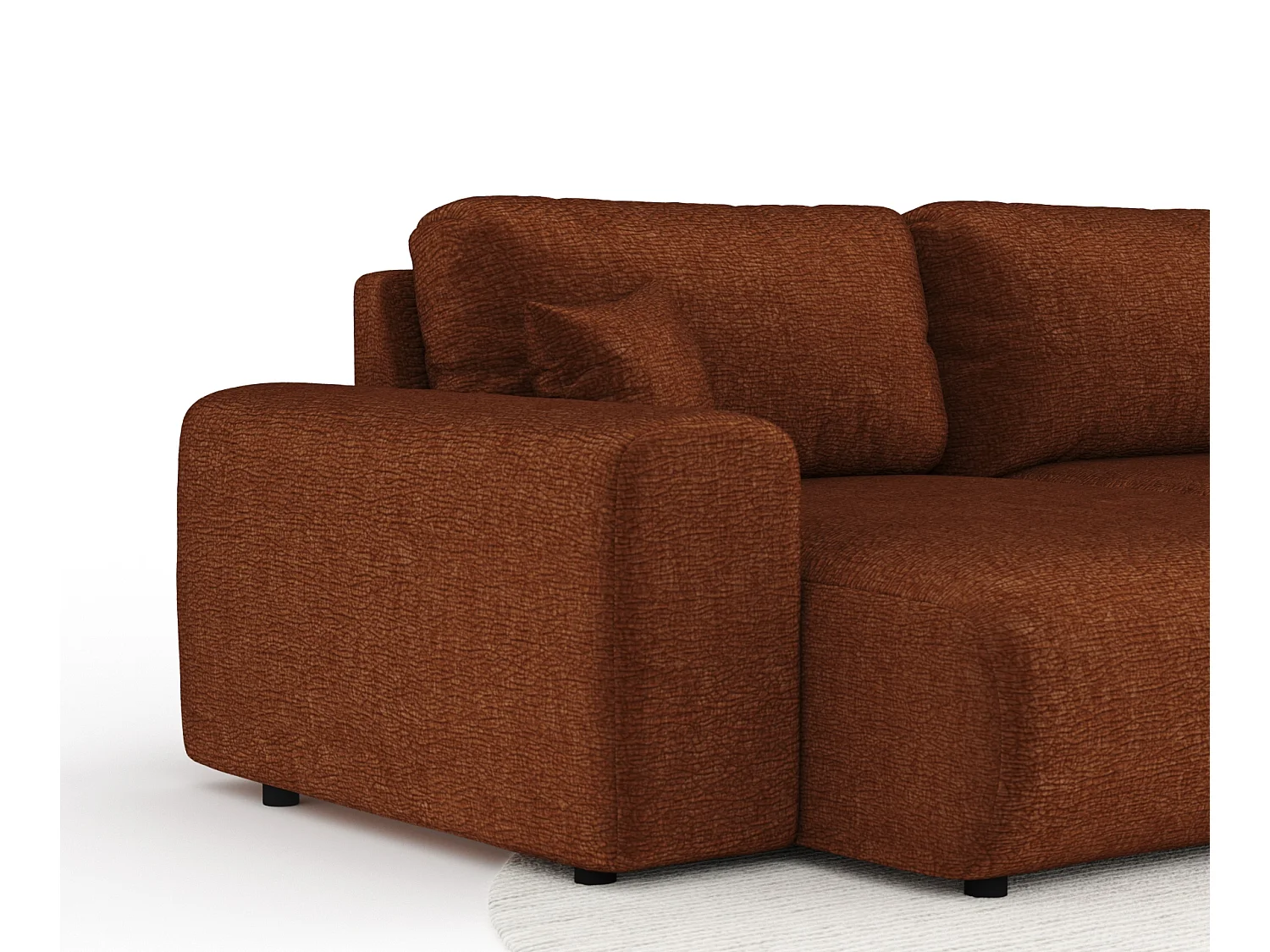 Canapé d'angle panoramique en tissu chenille Zanzibar - 6 places - couleur cuivre