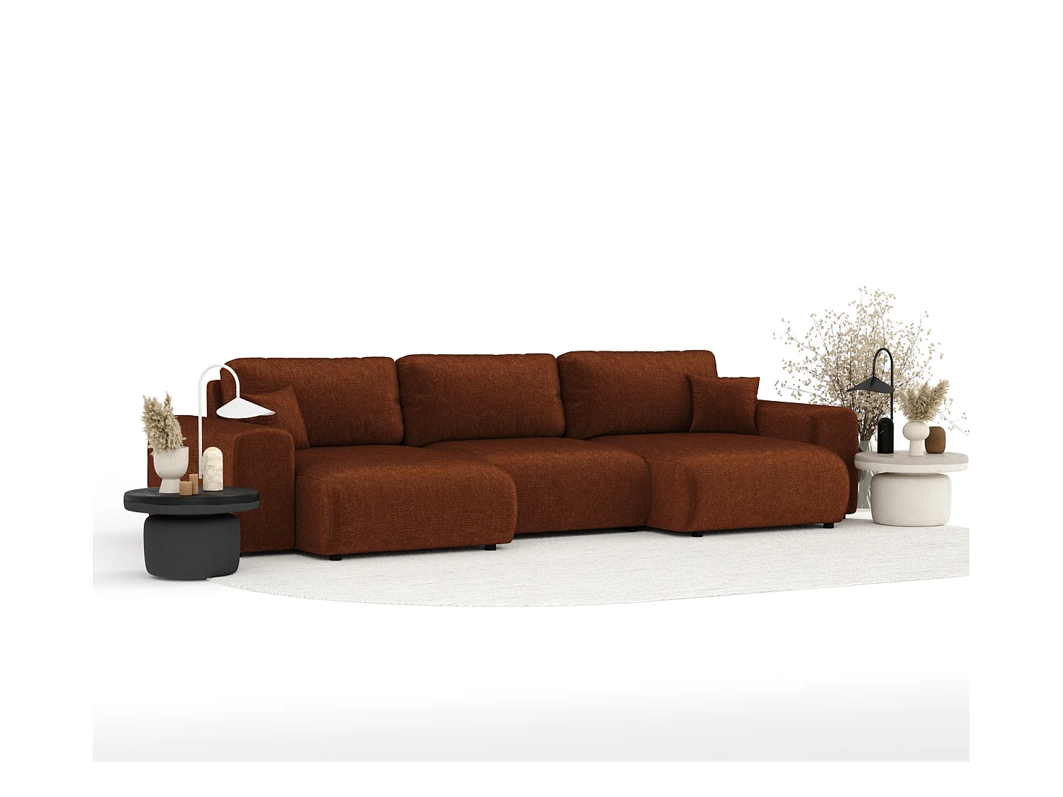 Panorama-Sofa aus Chenille-Stoff Zanzibar - Sechs-Personen - kupferfarbe