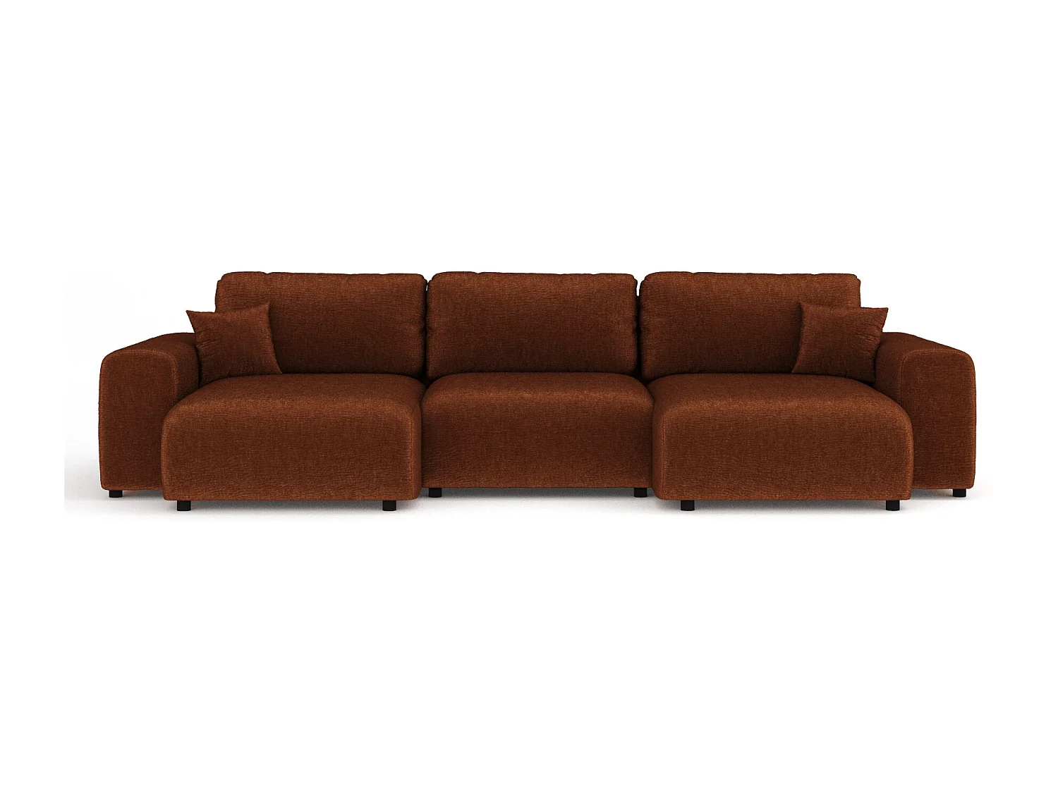 Canapé d'angle panoramique en tissu chenille Zanzibar - 6 places - couleur cuivre