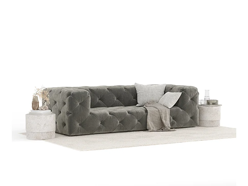 Sofa Cosimo - Samtstoff - Drei-Personen - grau