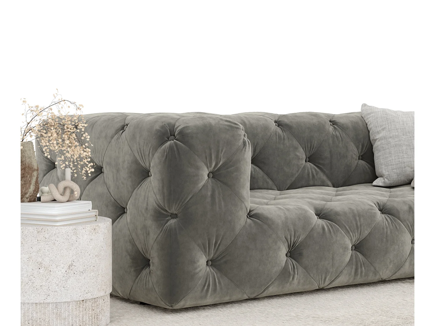 Canapé Cosimo - velours - 3 places - gris