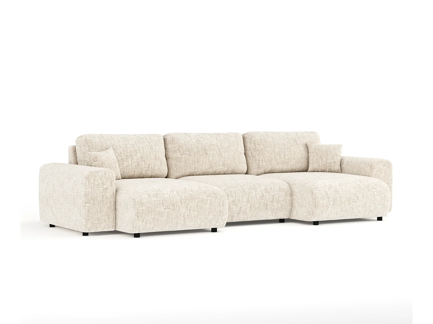 Canapé d'angle panoramique en toile tissée Zanzibar - 6 places - creme