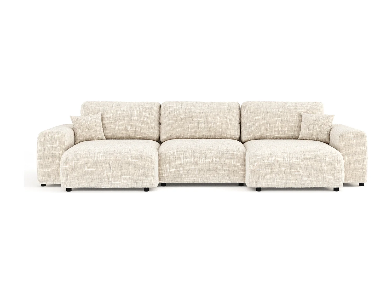 Canapé d'angle panoramique en toile tissée Zanzibar - 6 places - creme