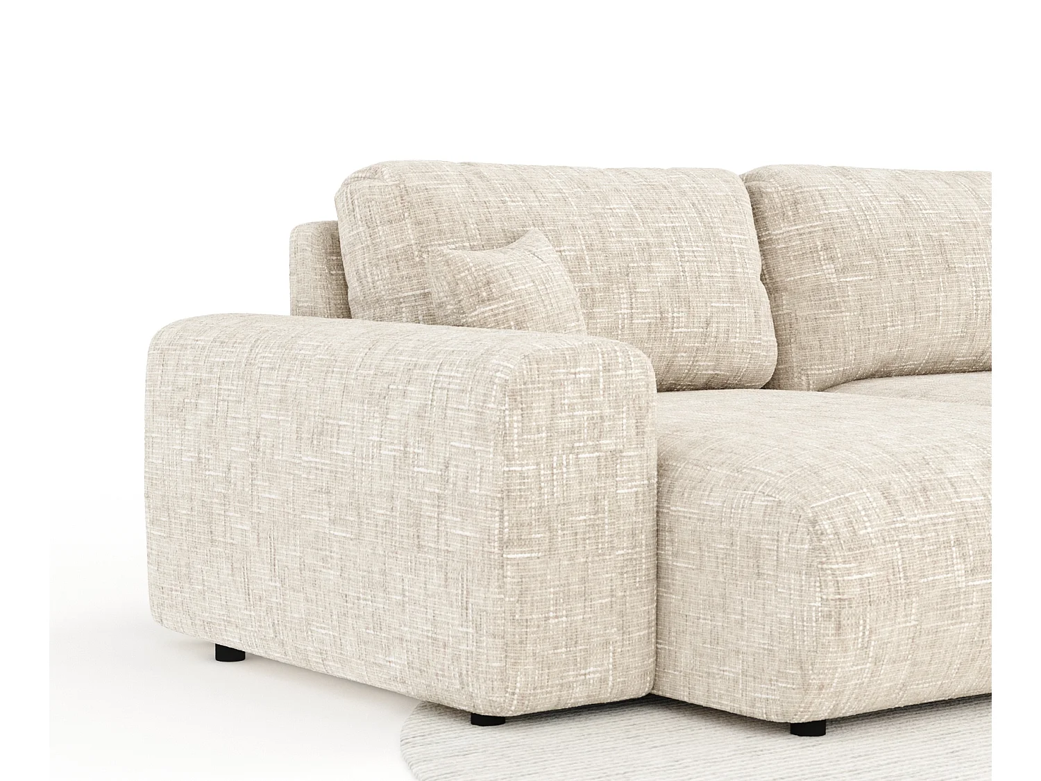 Canapé d'angle panoramique en toile tissée Zanzibar - 6 places - creme