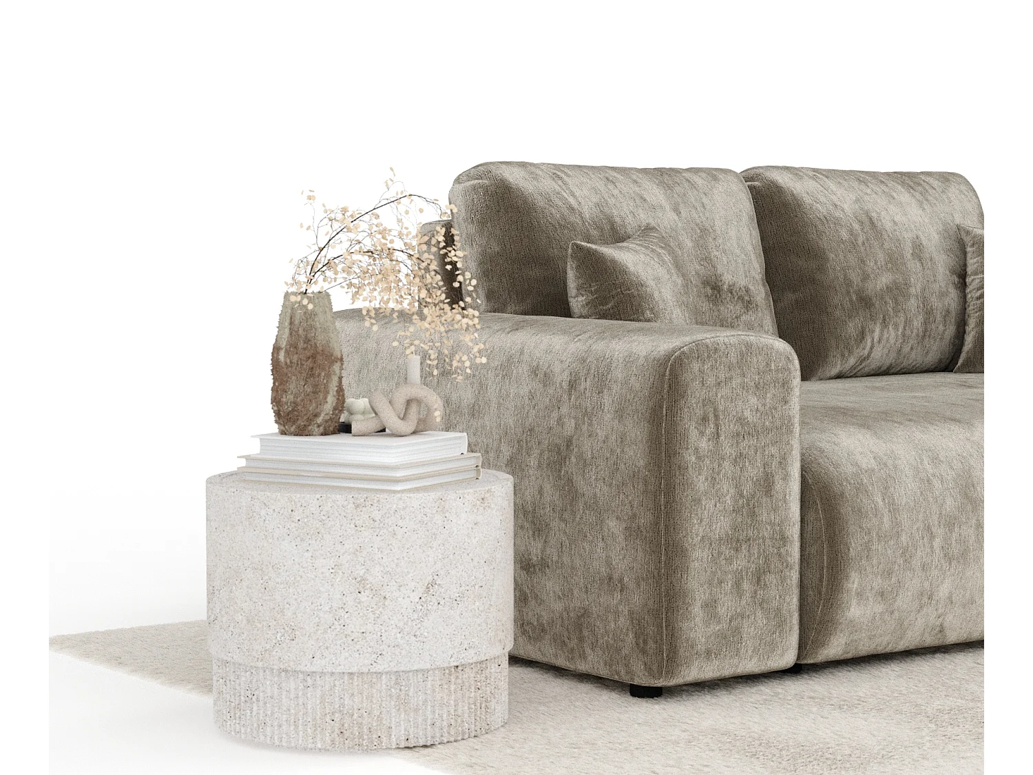 Canapé en tissu chenille Zanzibar - 2 places - beige