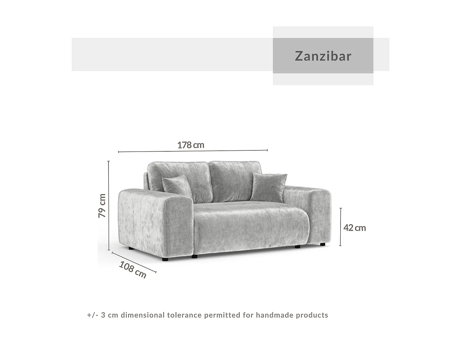 Canapé en tissu chenille Zanzibar - 2 places - beige