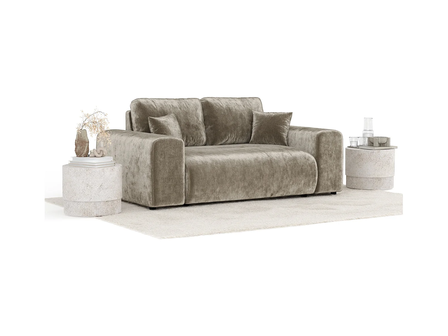 Sofa aus Chenille-Stoff Zanzibar - Zwei-Personen - beige