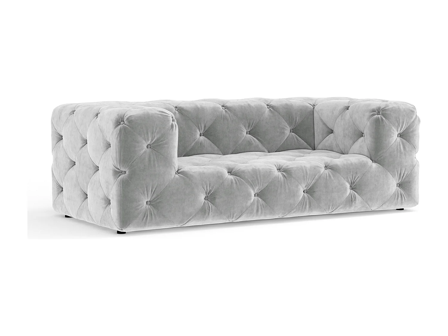 Canapé Cosimo - velours - 2 places - gris clair