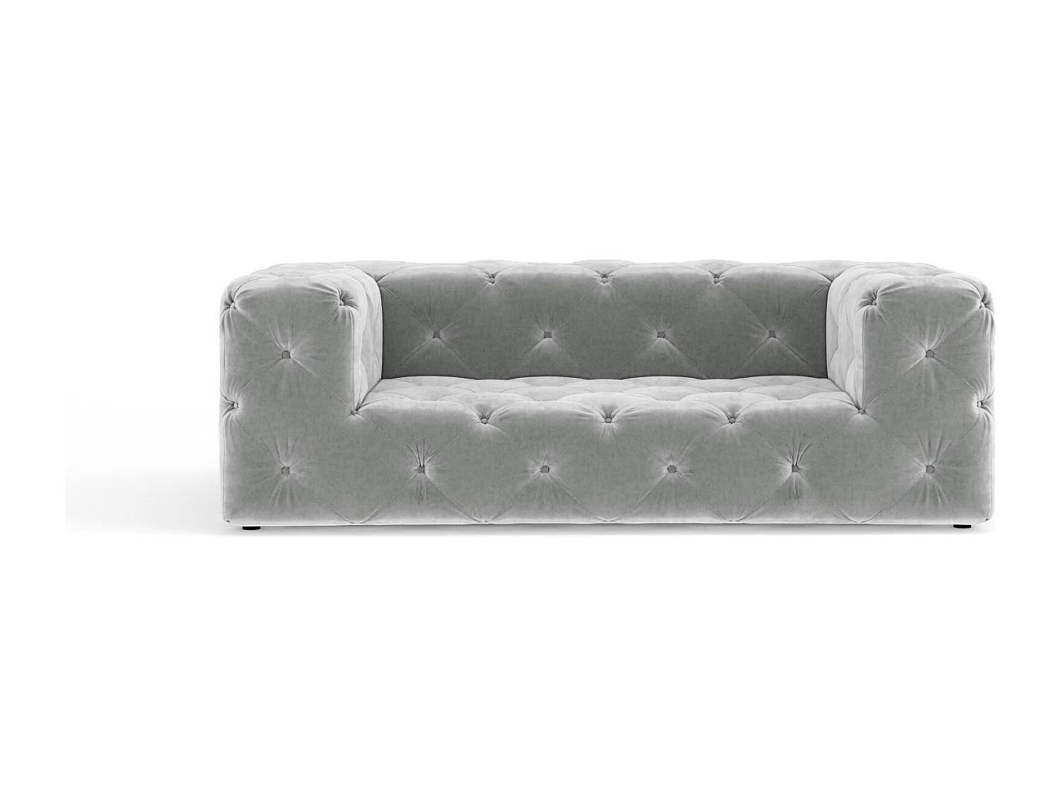 Canapé Cosimo - velours - 2 places - gris clair