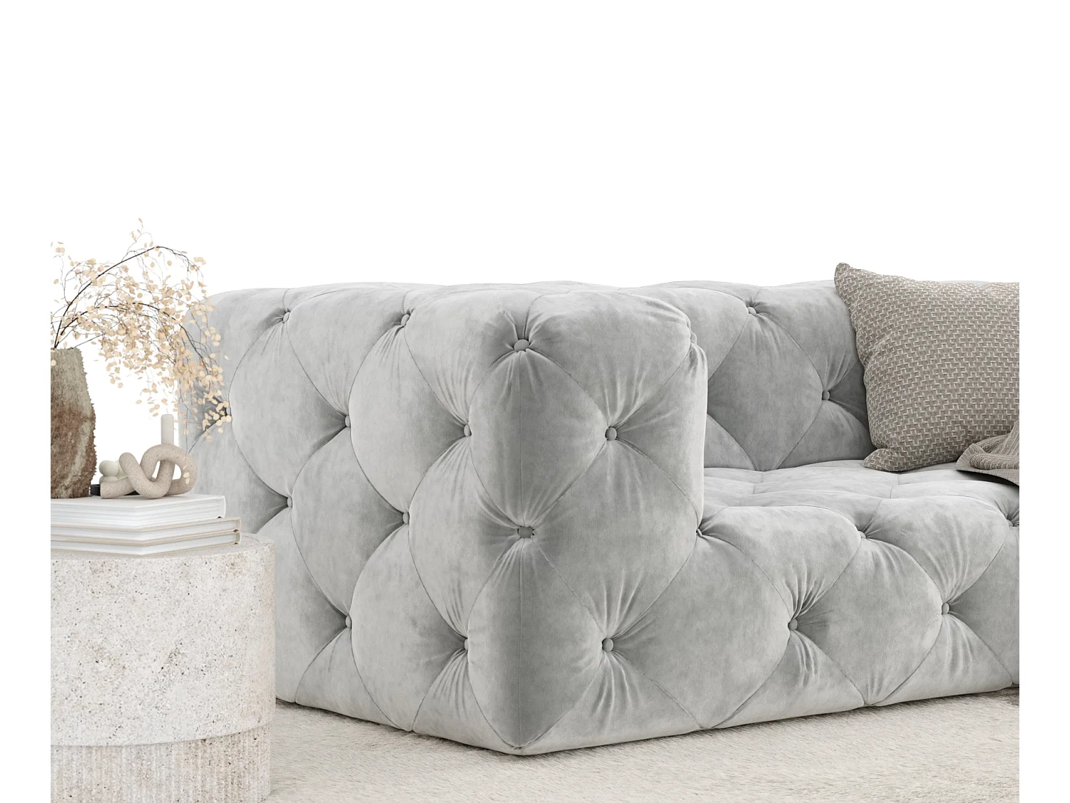Canapé Cosimo - velours - 2 places - gris clair