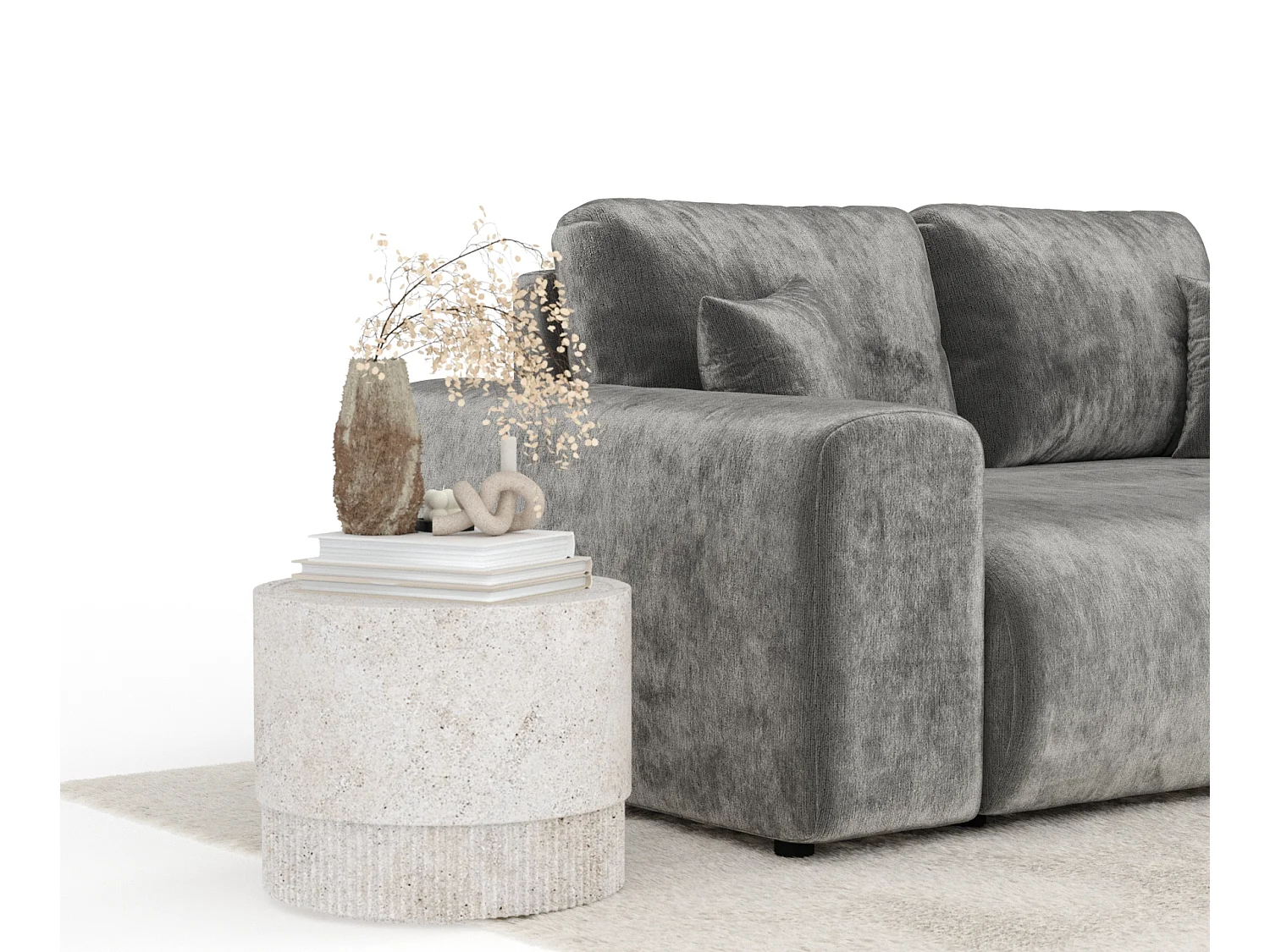 Canapé en tissu chenille Zanzibar - 2 places - gris