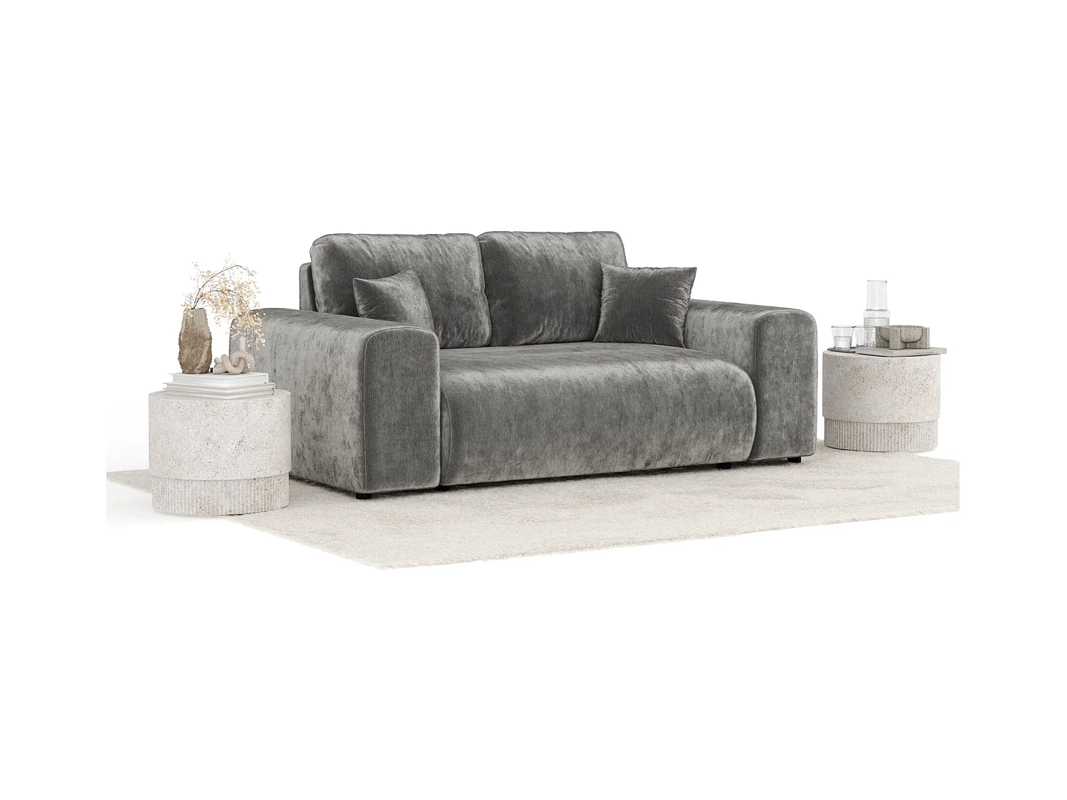 Sofa aus Chenille-Stoff Zanzibar - Zwei-Personen - grau