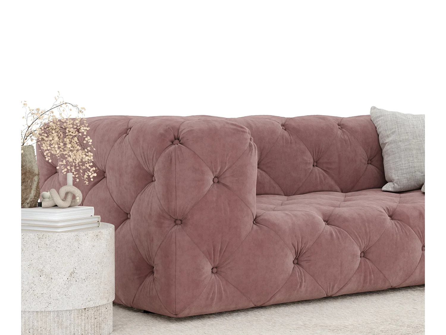 Canapé Cosimo - velours - 3 places - rose