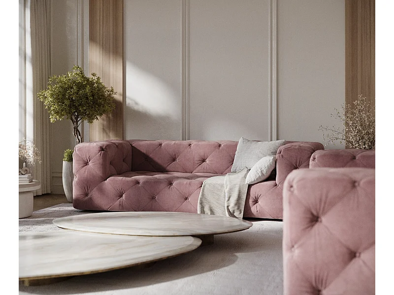 Canapé Cosimo - velours - 3 places - rose