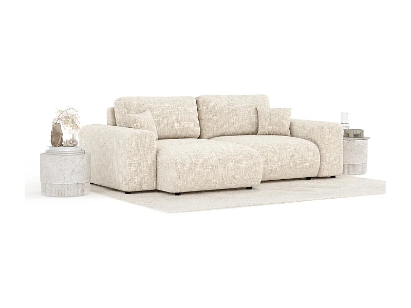 Narożnik w tkaninie plecionej Zanzibar - czteroosobowy - kremowy