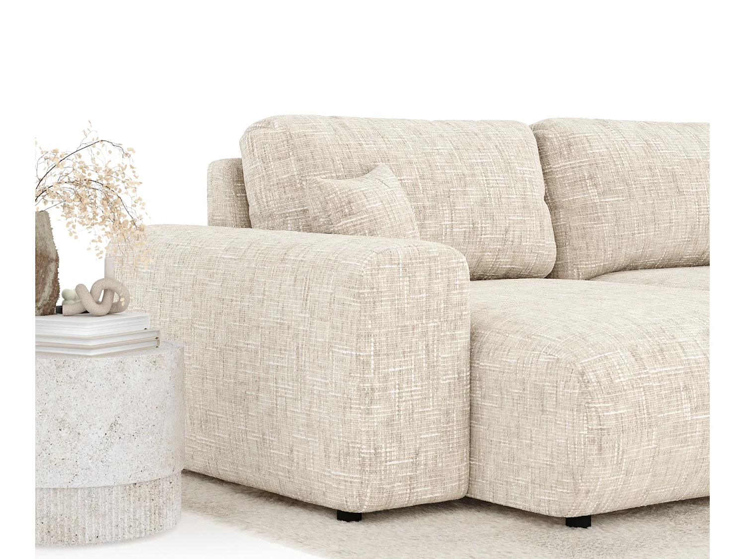 Canapé d'angle en toile tissée Zanzibar - 4 places - creme