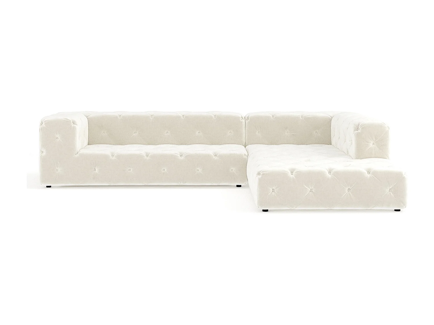 Canapé d'angle Cosimo - velours - 5 places - creme