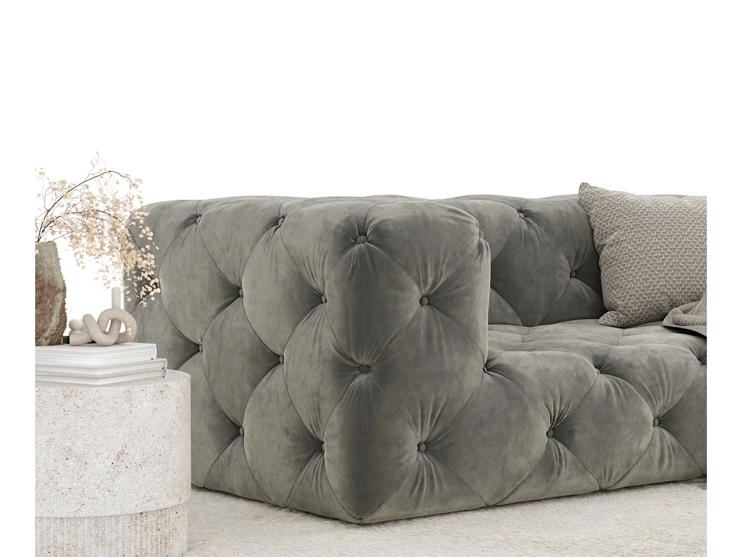 Canapé Cosimo - velours - 2 places - gris