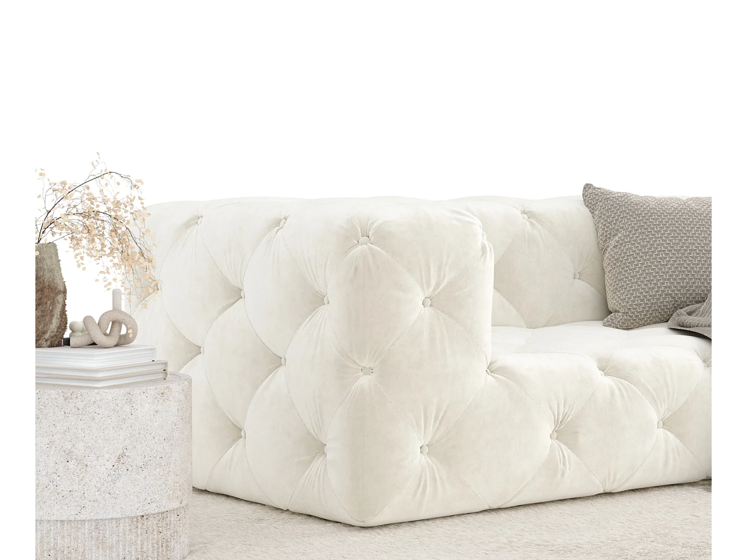 Canapé Cosimo - velours - 2 places - creme