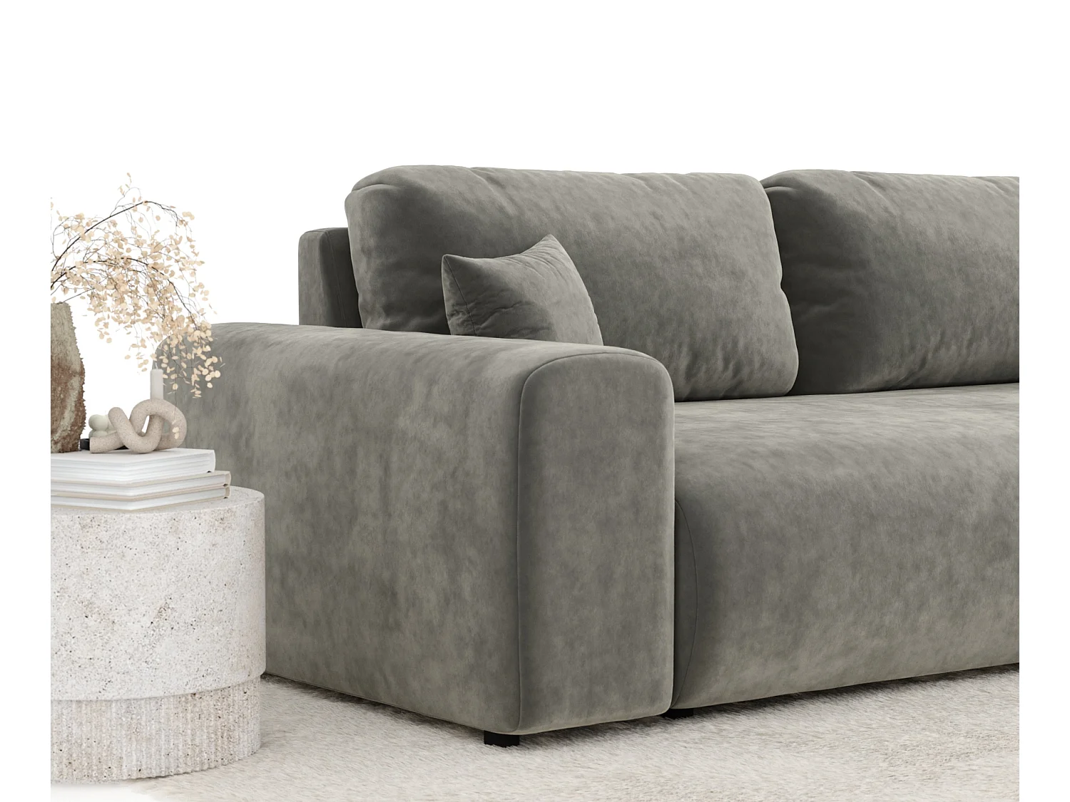 Canapé en tissu velours Zanzibar - 3 places - gris
