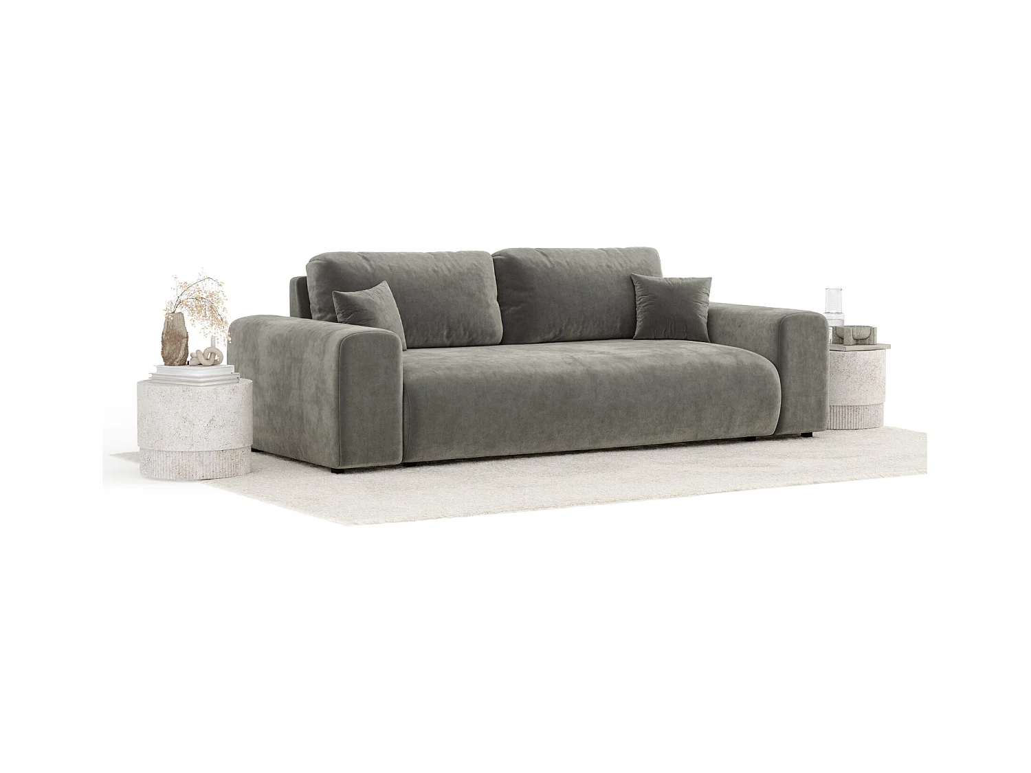 Sofa aus Samtstoff Zanzibar - Drei-Personen - grau