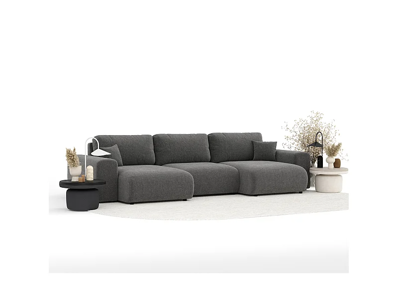 Panorama-Sofa aus Chenille-Stoff Zanzibar - Sechs-Personen - grau